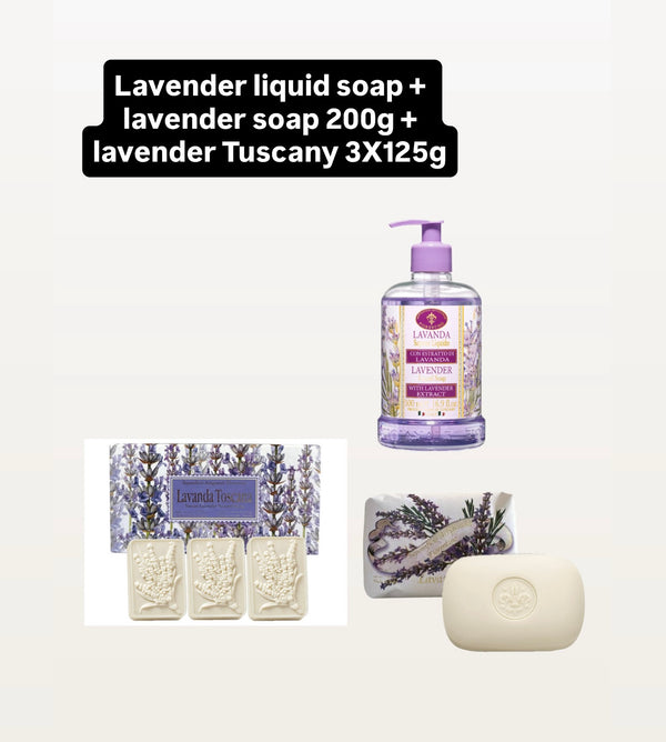 Lavender liquid soap 500ml + Lavender soap 200g + Lavender Tuscany 3x125g (3 pcs)